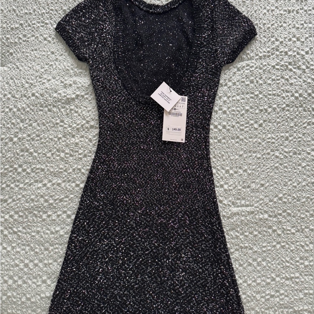 Zara Black Sheath Mini Dress with Cap Sleeves